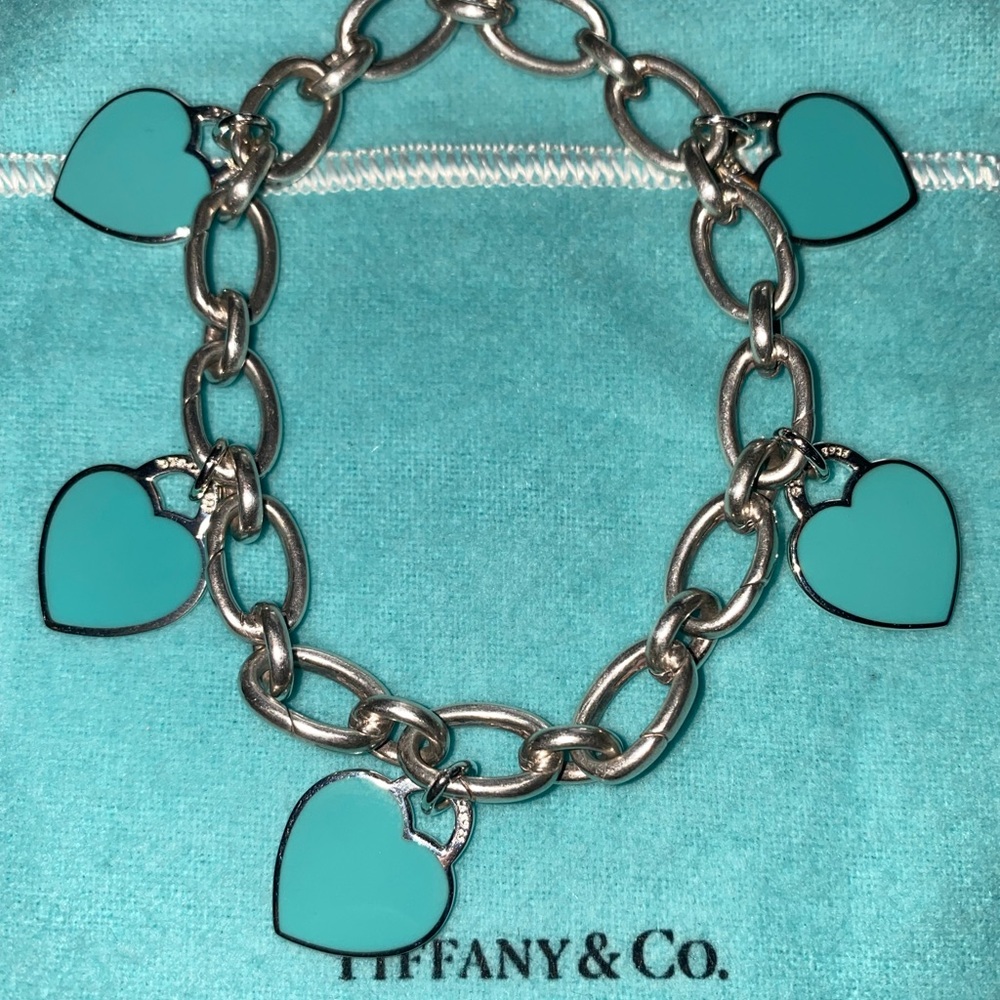 Tiffany clasping link bracelet with hearts